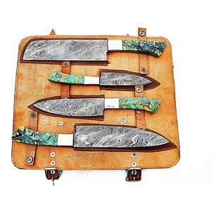 Damascus Chef Knives Set/Kitchen Knives 4 Pieces